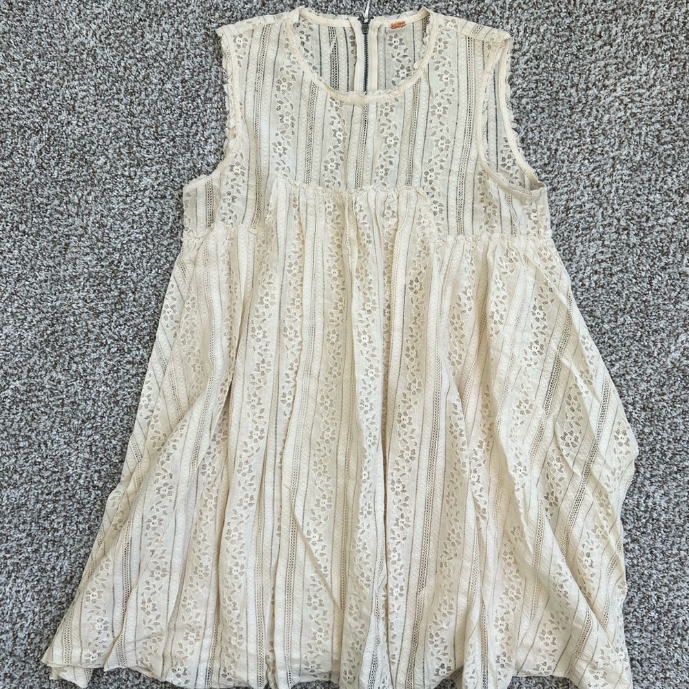 Free People Off-White Sleeveless Lace Dress